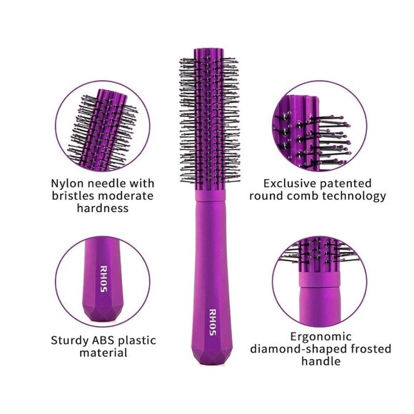 RHOS Round Purple Brush For Blow Dry Hair-1.5 inch Round - Picture 3 of 6